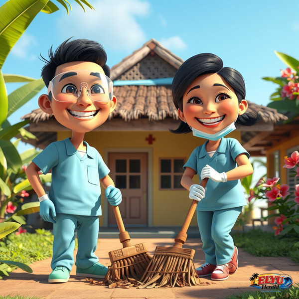 An illustration of hospital staff cleaning and disinfecting facilities