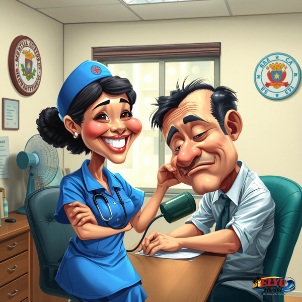 An illustration of government employees undergoing medical checkups