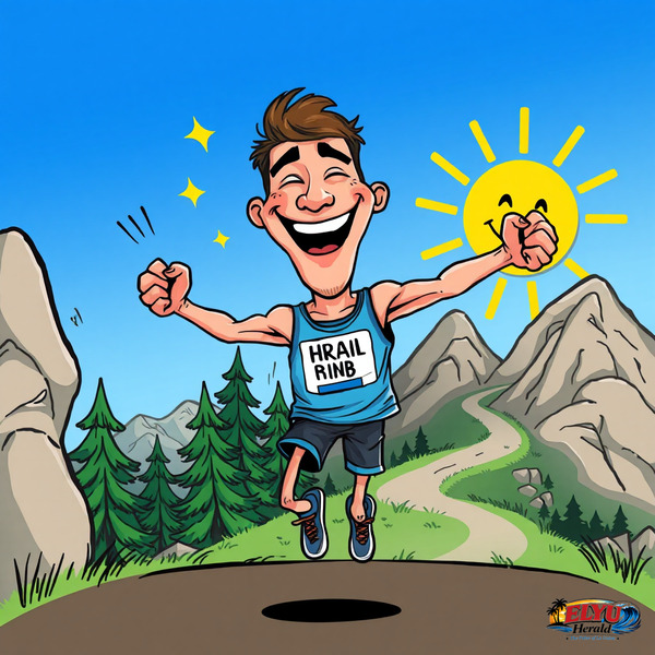 An illustration of a runner on a mountain trail