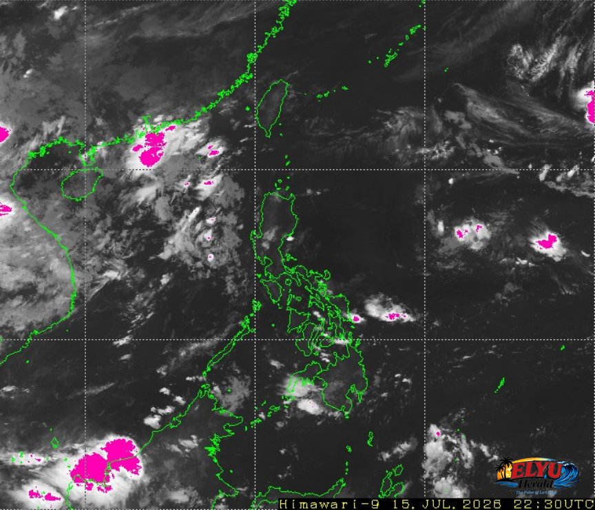 Satellite image of Philippines showing no heavy rainfall areas
