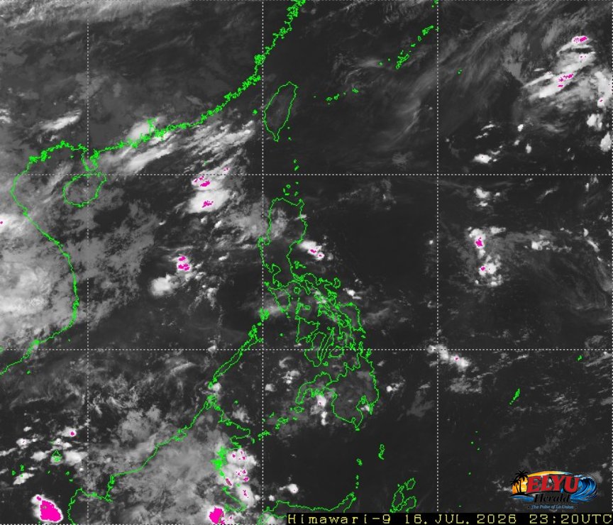 Satellite image of Philippines showing no heavy rainfall