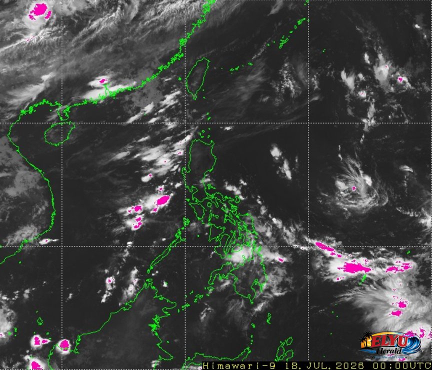 Satellite photo of Philippines showing no heavy rainfall
