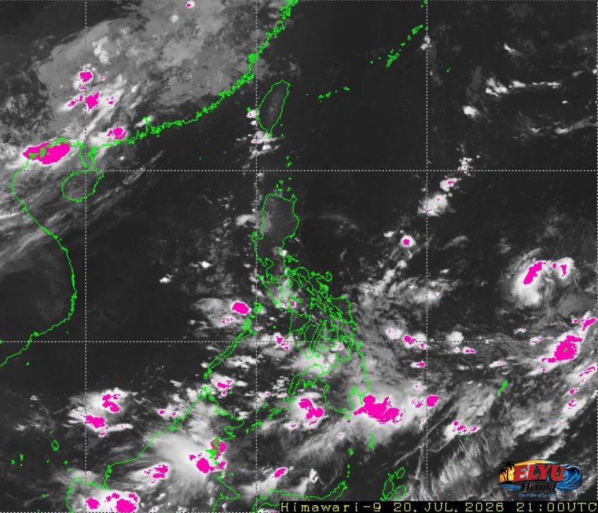 Satellite image of Philippines showing no heavy rainfall on land