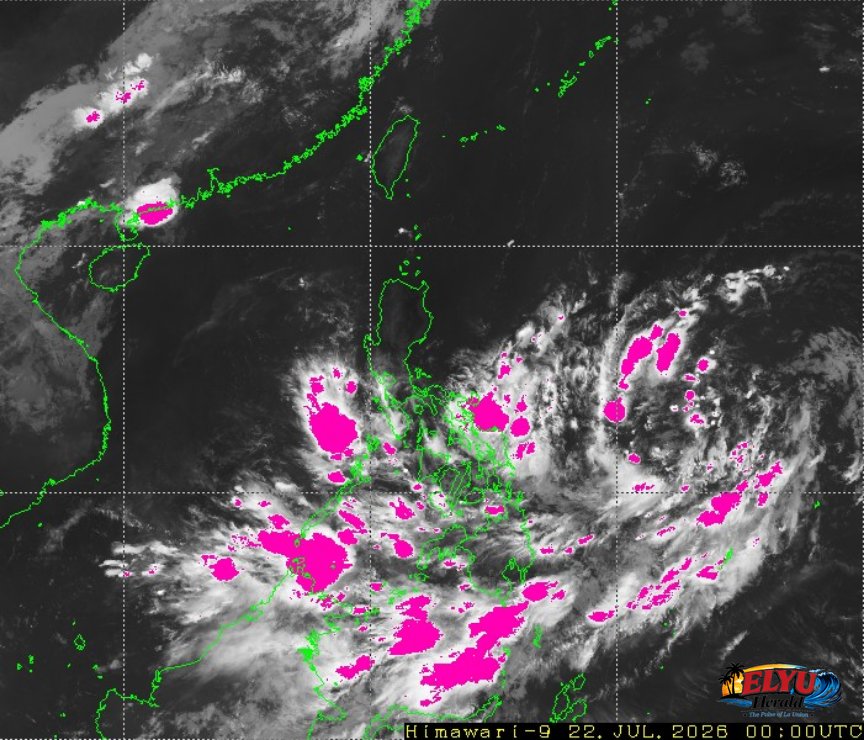 Satellite image of Philippines showing potential rainfall areas