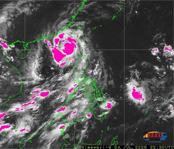 Satellite image of Philippines showing heavy rainfall
