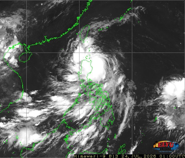 Satellite image of Philippines showing position of TS Kiyapo