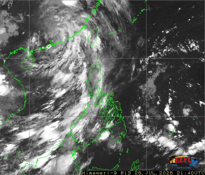 Satellite image of Philippines showing SW Monsoon affecting most of Western Philippines