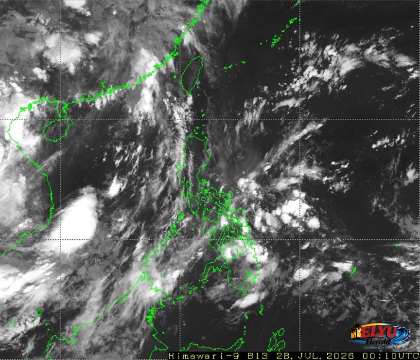Satellite image of Philippines showing LPA East of Albay
