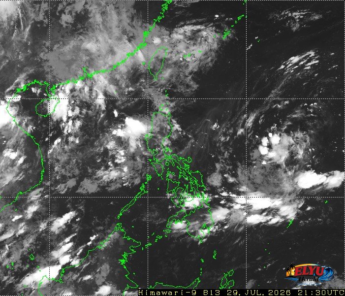 Satellite image of Philippines showing LPA forming west of Luzon
