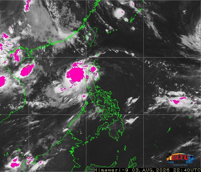 Satellite image of Philippines showing heavy rainfall areas