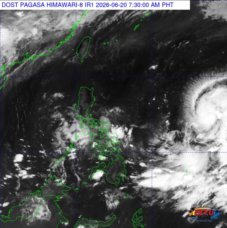 Weather map showing the projected track of the tropical storm east of the Philippines