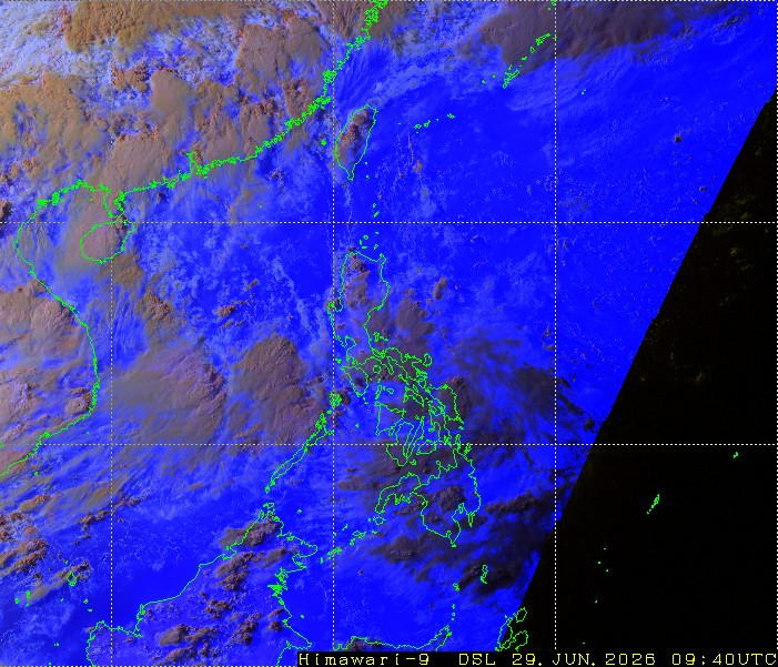 Satellite image of Philippines with cloud position
