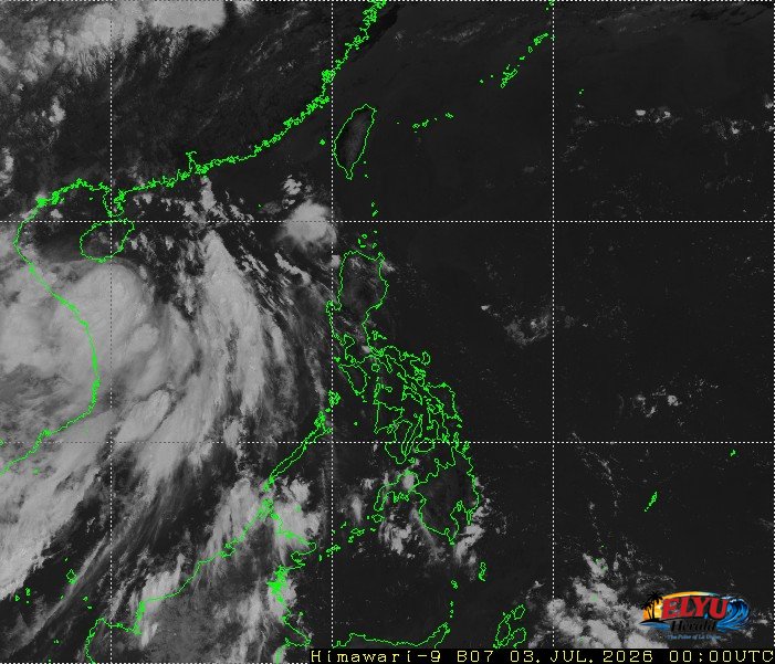 Satellite image showing storm position at west of Northern Philippines
