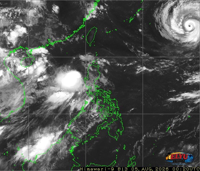 Himawari-9 satellite image showing Typhoon Maymay west of Luzon