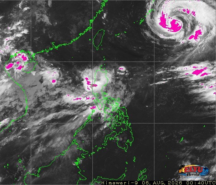 Satellite image of Philippines showing heavy rainfall in color