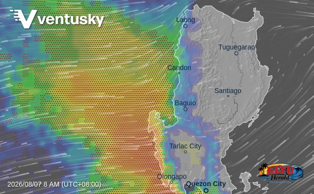 Ventusky screenshot of Luzon showing Habagat