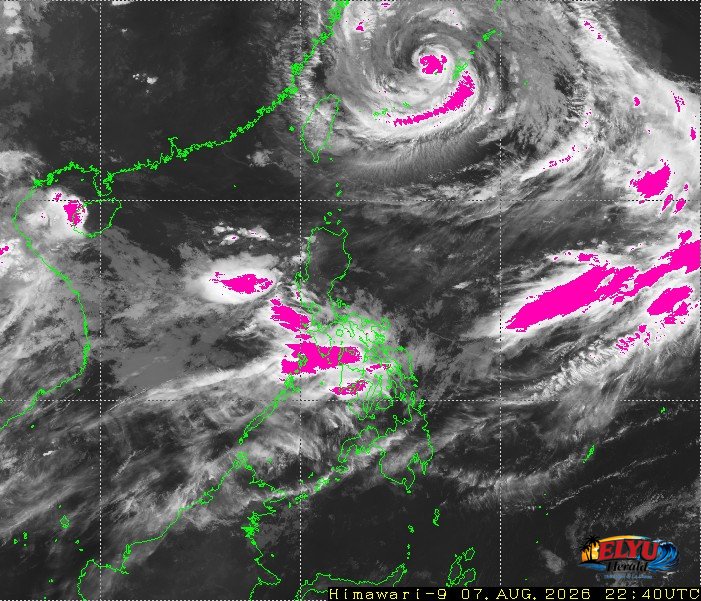 Satellite image of Philippines showing heavy rainfall areas