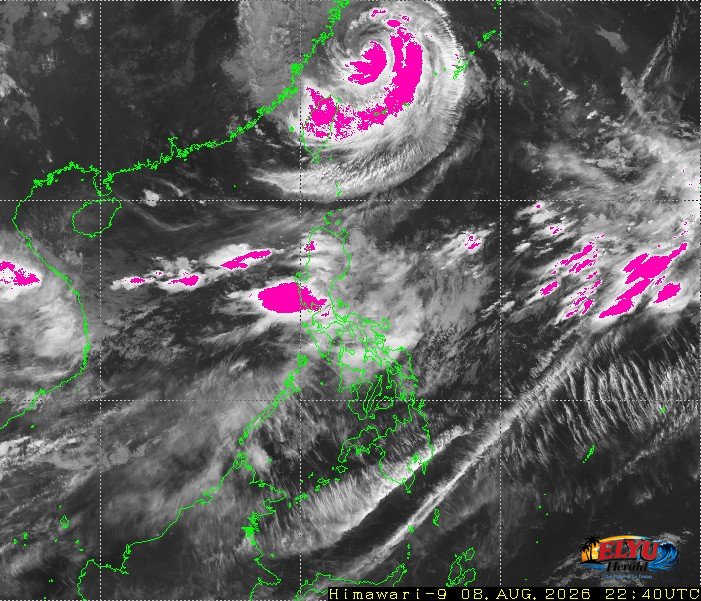 Satellite image of Philippines showing heavy rainfall areas