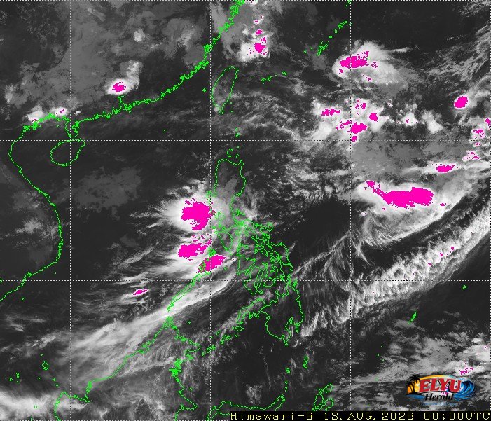 Satellite image of Philippines with potential heavy rain areas