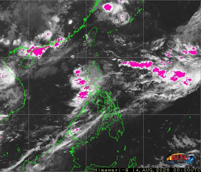Satellite image of Philippines showing potential heavy rainfall areas