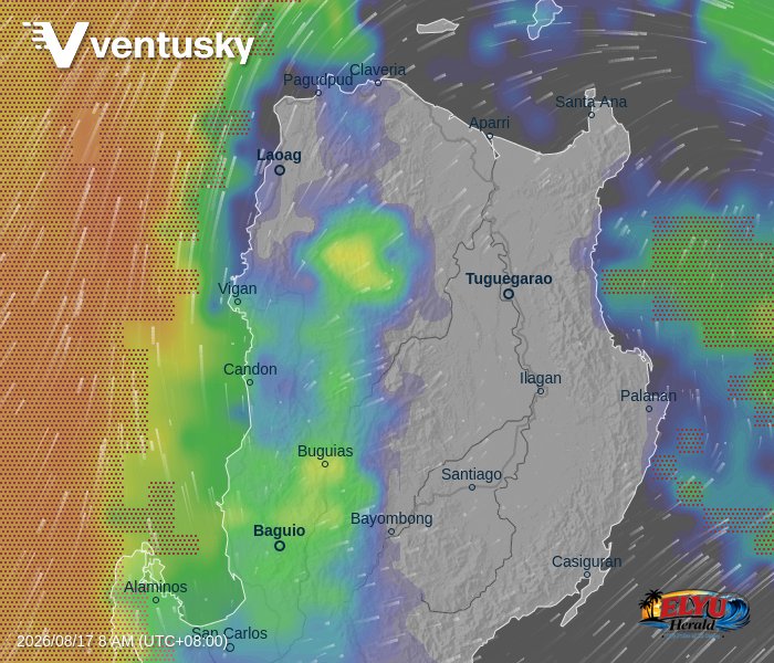 Western Luzon showing areas of precipitation