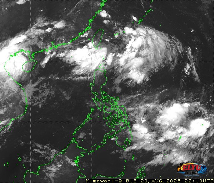Satellite image of Philippines showing current cloudy positions