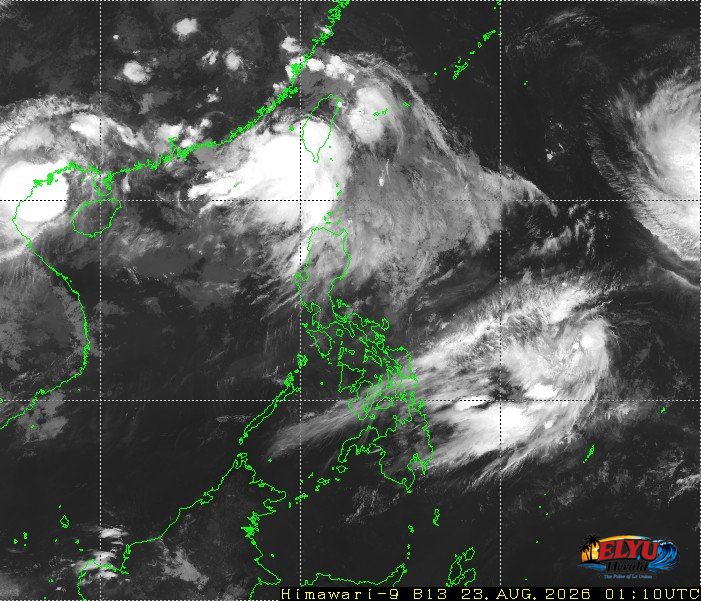Satellite image of Philippines showing weather disturbances