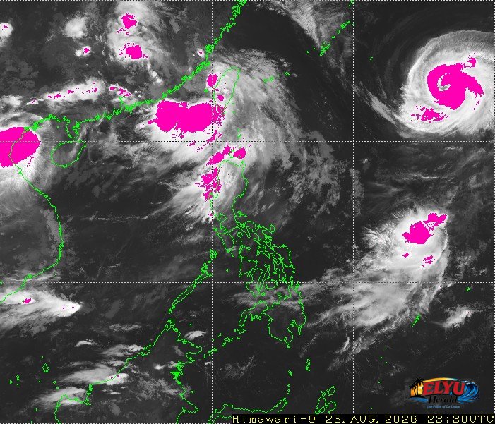 Satellite image of Philippines with potential heavy rainfall areas