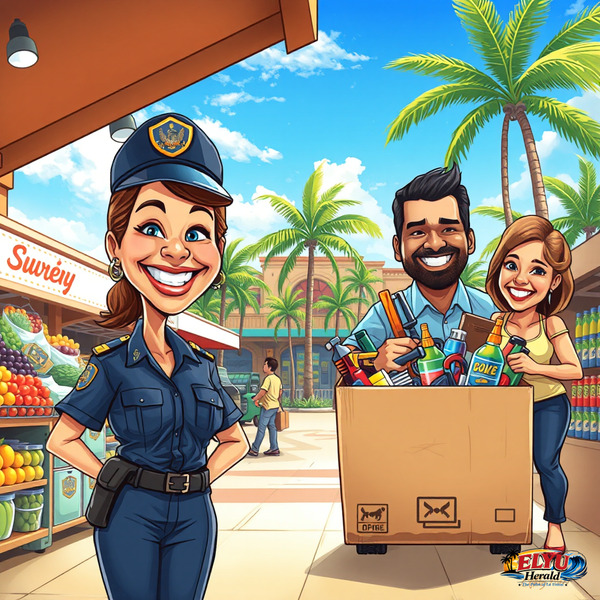 An illustration of female officer makes sure prices are stable for consumers.