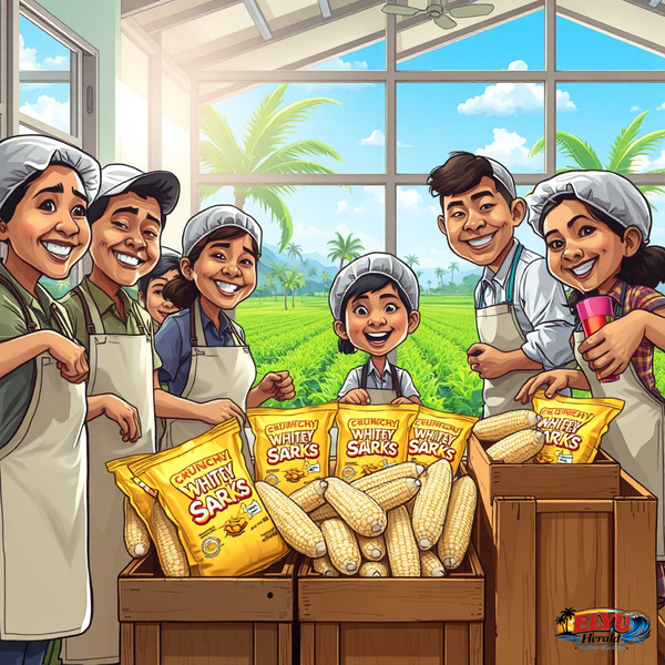 An illustration of white corn processing