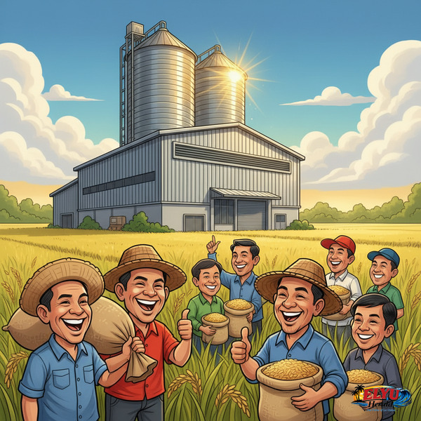 An illustration of a modern agricultural warehouse will improve farmer's produce.