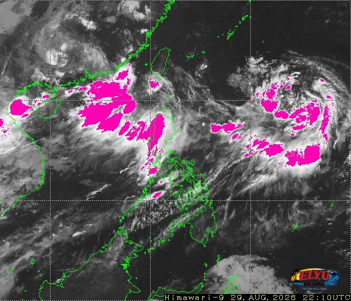 Stellite image showing potential heavy rainfall in Philippines