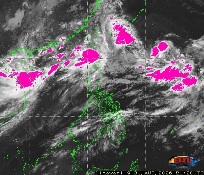 Satellite image showing Heavy rainfall areas